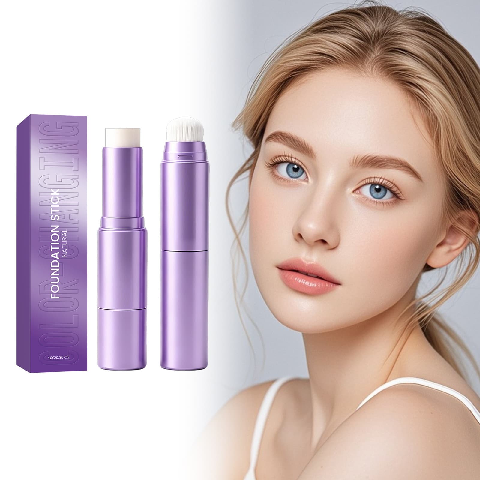 Cross-border Hot Selling Foundation Stick Hydrating Skin-Loving Texture Lightweight Concealer 2-in-1 Color Changing Foundation Stick