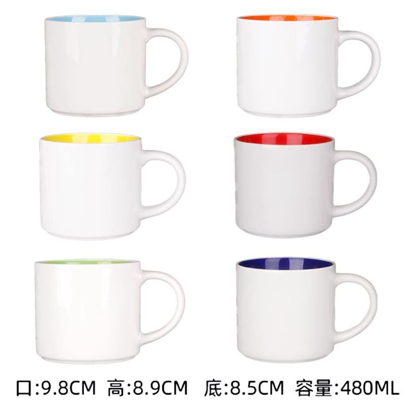 Custom White Porcelain Color Glaze Coffee Tea Cup Household Water Cup Logo Customization Event Gift Cup Ceramic Cup Mug