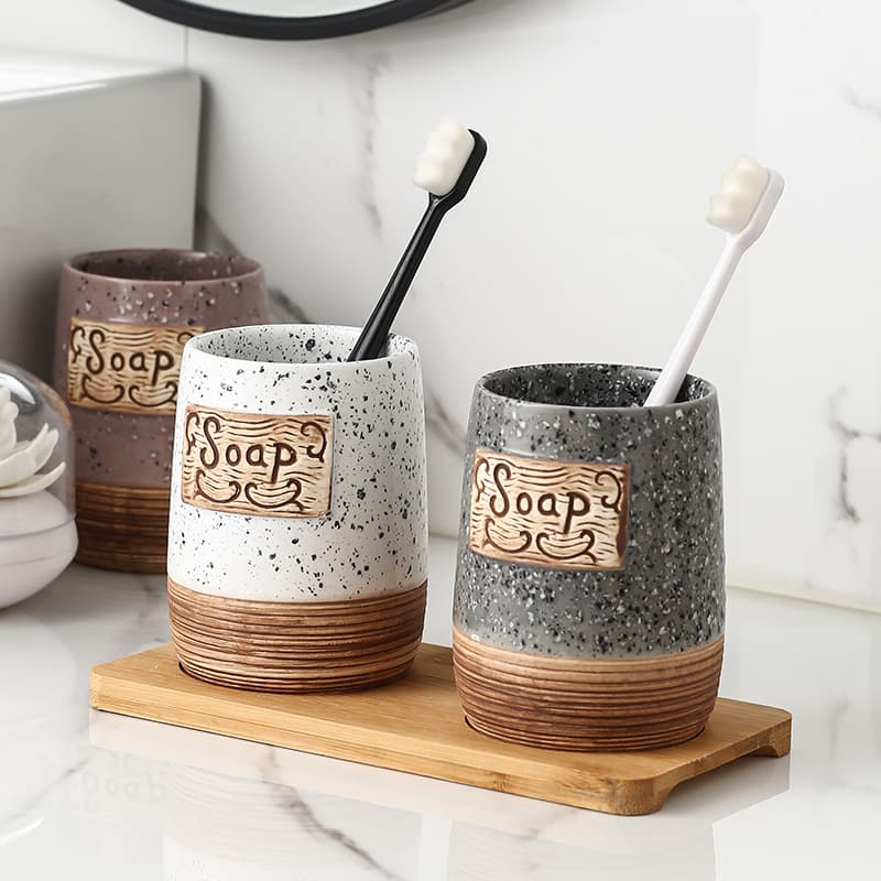Ceramic Mouthwash Cup Premium Toothbrush Cup Toothbrush Holder Bathroom Cup High-Aesthetic Home Toothbrush Mug Creative for Hotel and Homestay
