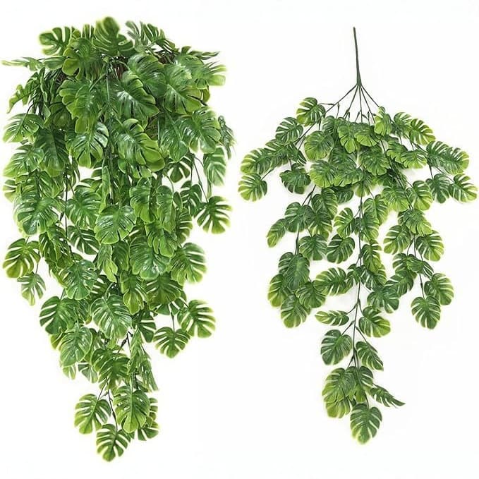 Artificial Monstera Wall Hanging, Turtle Vine Fake Plant Greenery for Home Decoration, Green Leaf DIY