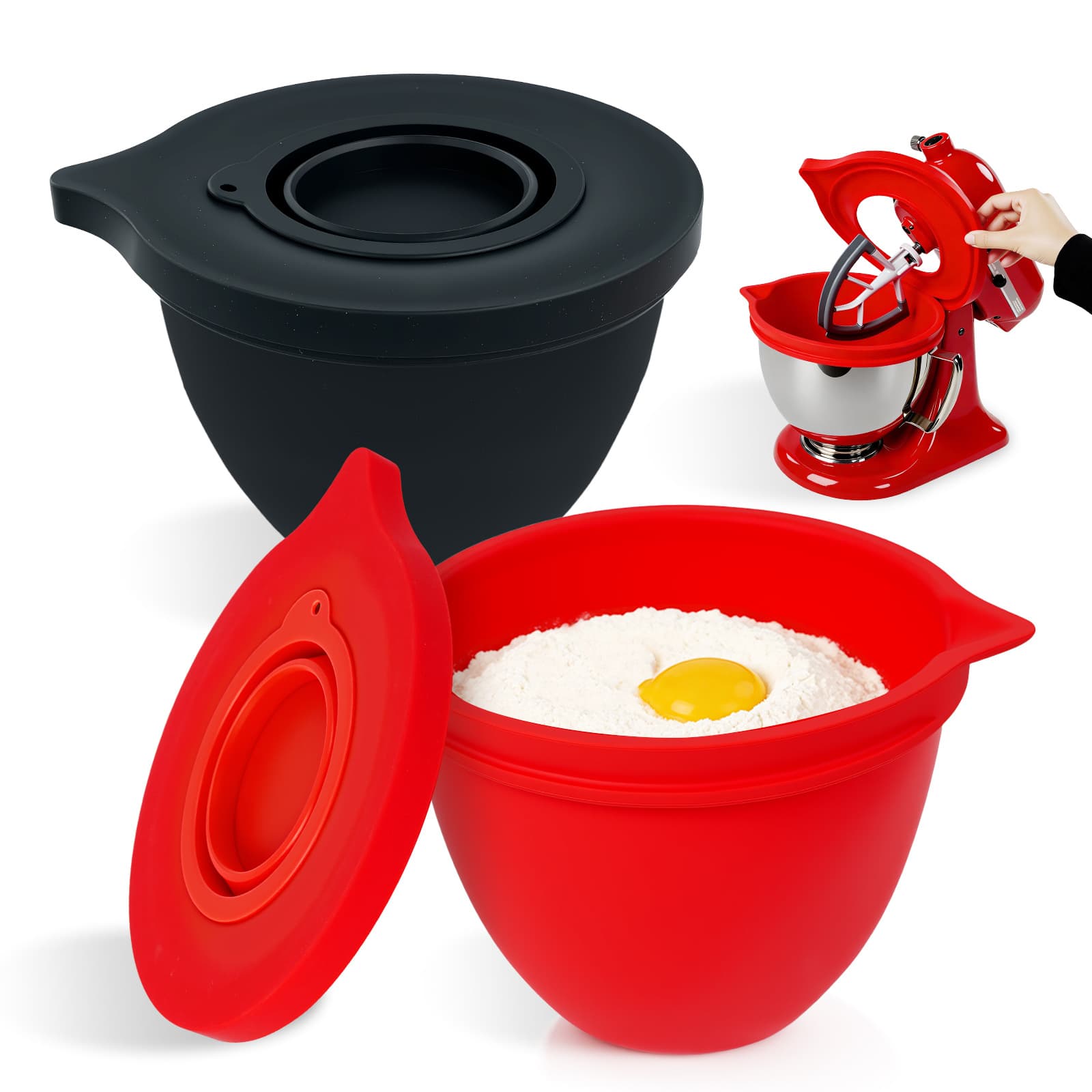Cross-border Best Seller KitchenAid 5QT Mixer Silicone Bowl, Mixer Liner Accessory Silicone Bowl with Lid