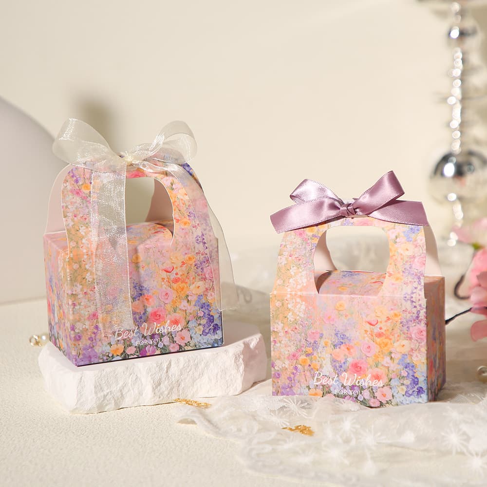 New Style Fresh Wedding Candy Box with Handle, Premium Gift Candy Bag for Bridesmaids, Unique Candy Box
