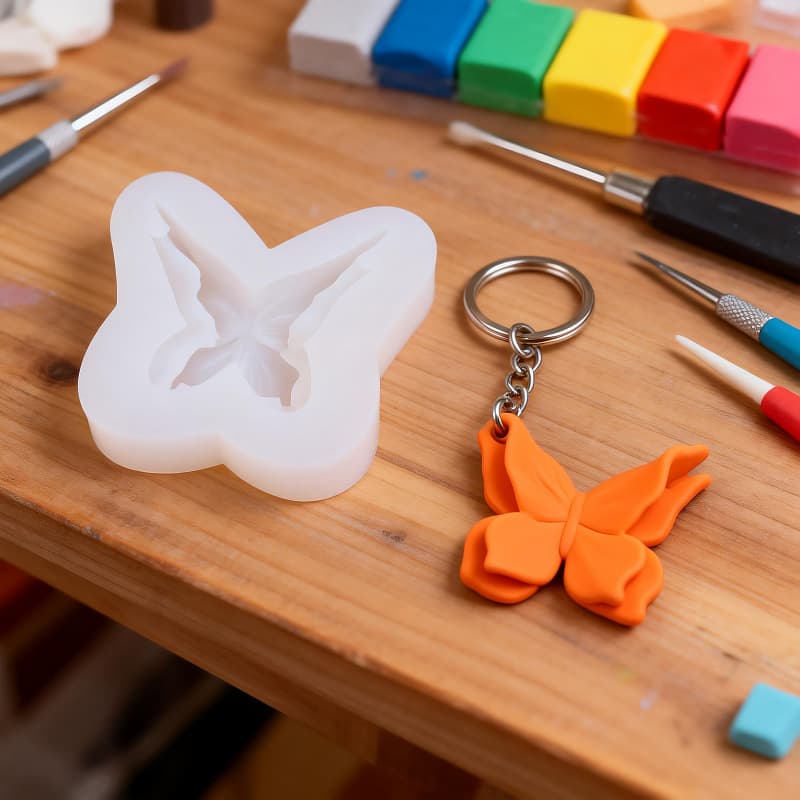 Cross-border Butterfly Pendant Keychain Silicone Mold, Aromatherapy Plaster Polymer Clay Decoration Mold, Chocolate Candy Mold