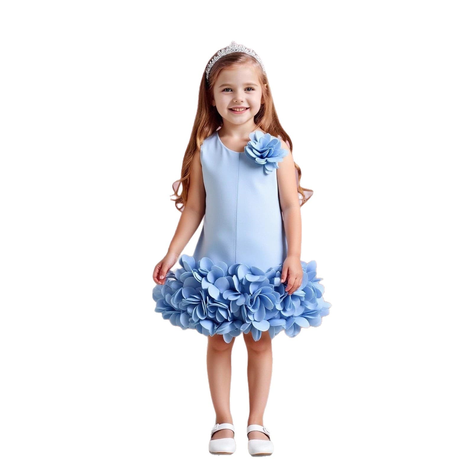 European and American Cross-border Girls' Dress Gown 3D Skirt Banquet Birthday Performance Elegant Heavy Craft Princess Dress SH5180