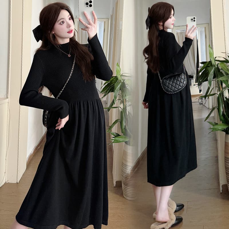 Maternity Autumn Dress 2025 New French Style Elegant Large Size Long Sleeve Base Layer Dress Autumn/Winter Expectant Mothers High-End Outfit