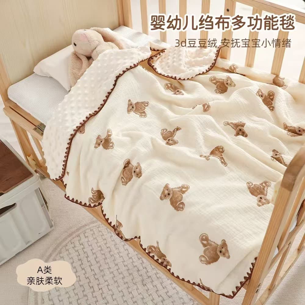 Dot Blanket Newborn Baby Throw Blanket, Pure Cotton Fabric Gauze Summer Lightweight Breathable Air Conditioning Quilt, Soothing Small Quilt
