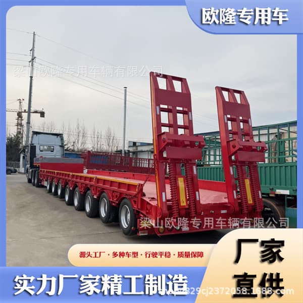 Cross-Border Low-Profile Semi-Trailer, Engineering Machinery Trailer with Rear Wheel Steering, Multi-Axle Heavy Haulage Semi-Trailer