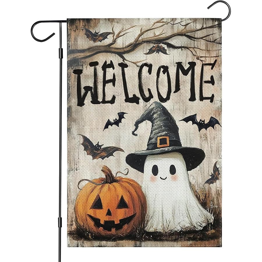 Amazon Best Selling Buffalo Halloween Garden Flag Linen Fabric Patio Garden Outfit Fall Garden Flag