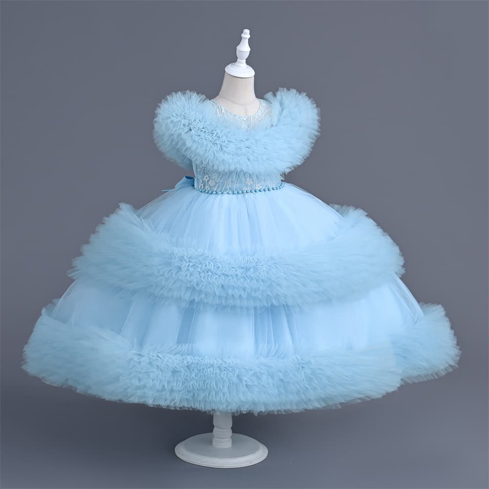 Girls' Princess Dress Sweet Lolita Children's Dress Wedding Flower Girl Performance Costume Polyester Mesh Puffy Dress