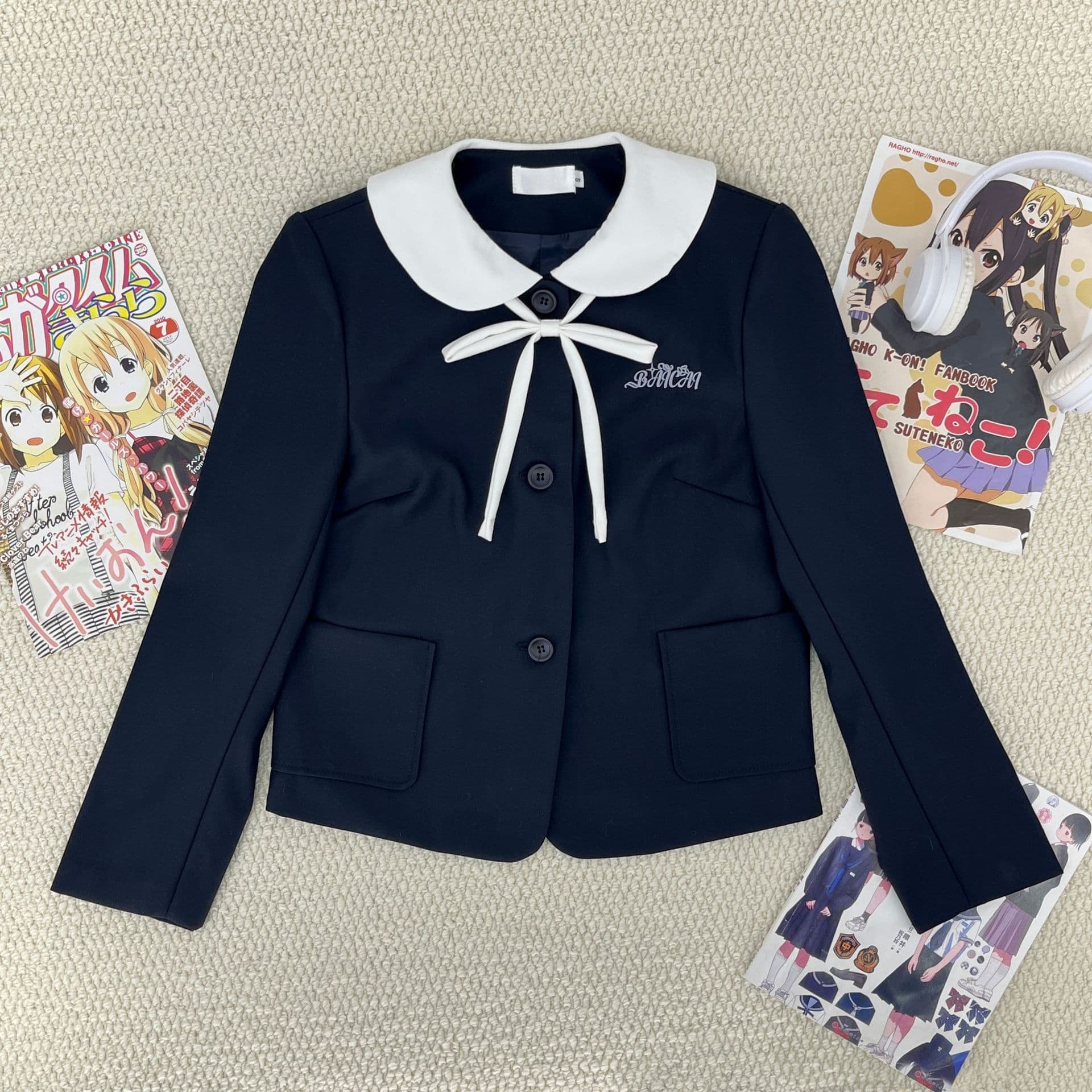 Original Lily of the Valley Academy White Round Neck Suit Jacket, Japanese School Style, JK Uniform, Long Sleeve, Peter Pan Collar, Autumn