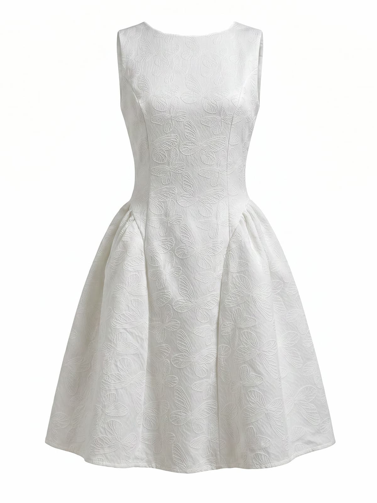 European and American Style Summer New 3D Butterfly Jacquard Short Dress Open Back Zipper Waist-Cinching Pinafore Dress Cross-Border Women's Clothing Wholesale