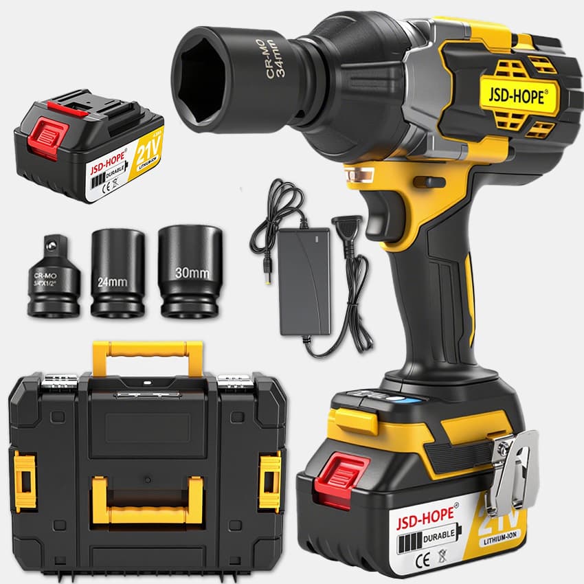 1200N High Torque Brushless Electric Wrench Heavy Duty Lithium-Ion Impact Wrench for Truck Tire Auto Repair Large Air Impact Wrench