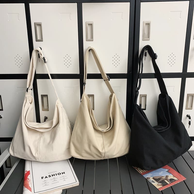 Canvas Bag Women Korean Crossbody White Cloth Bag Fashion New Tote Bag Large Capacity Handbag