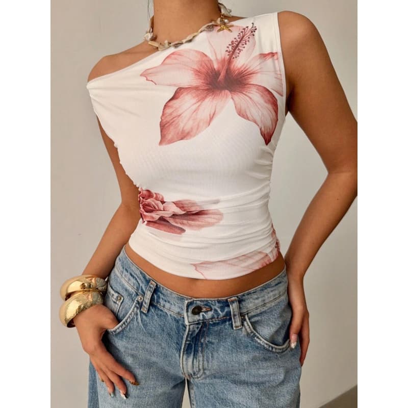 Z 13114 Sleeveless Off Shoulder Crop Top