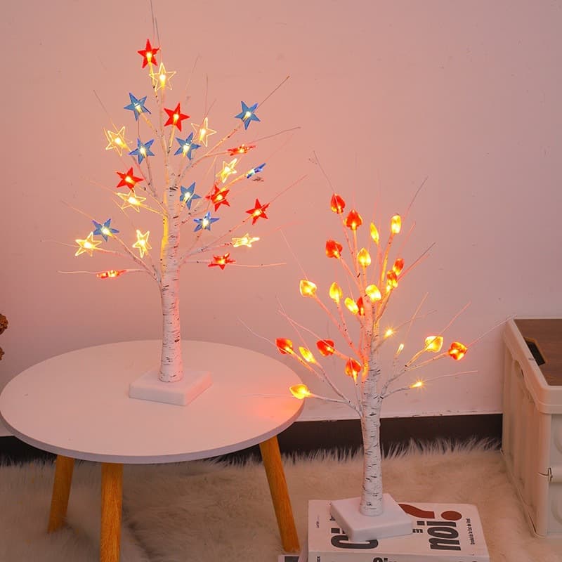 Cross-border LED Star Four-Leaf Clover Tree Light Party Decoration Creative Decorative Light Ornament Indoor Decoration Birch Tree Light