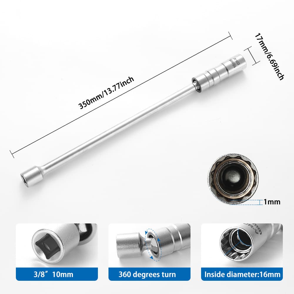 Magnetic Spark Plug Socket Ultra-Thin Universal 14/16mm Spark Plug Removal and Installation Extended Wrench Auto Repair Tool