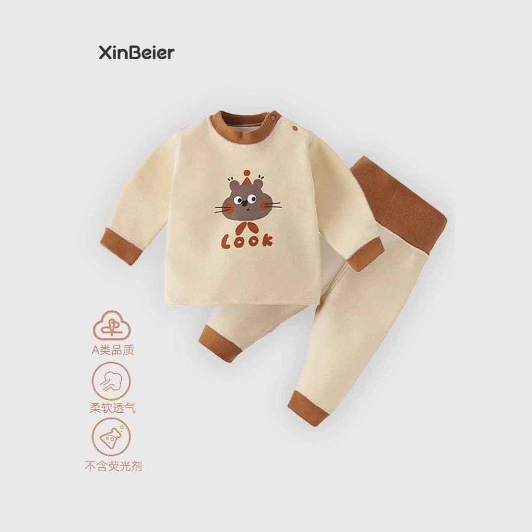 Kids Thermal Underwear Set Baby Thick Autumn Winter Clothing Boys Girls Long Sleeve Top and Pants Infant Fleece Loungewear