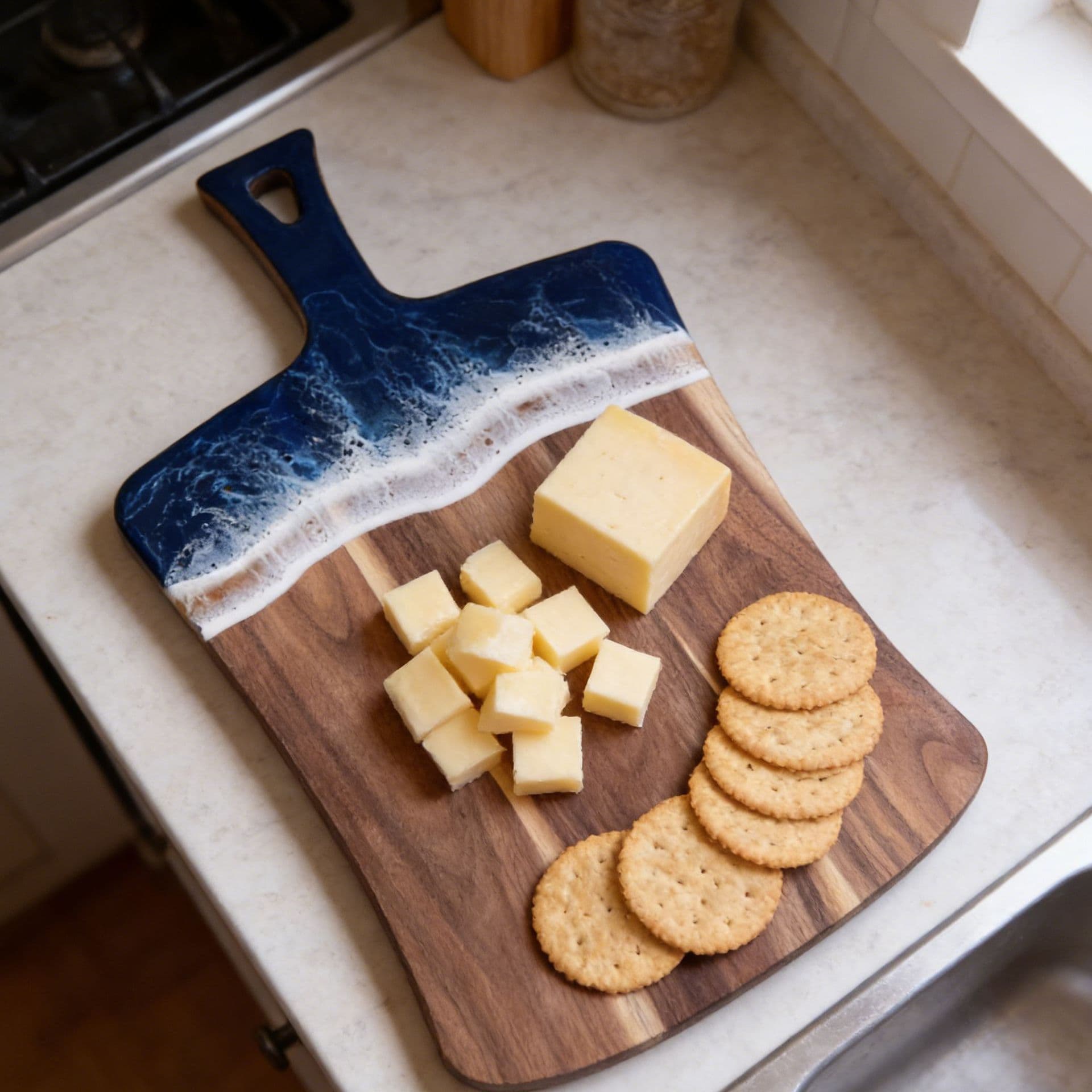 Acacia Wood Cutting Board Chopping Board Wave Resin Cookware Craft Whole Wood Steak Fruit Bread Board Kitchen Supplies