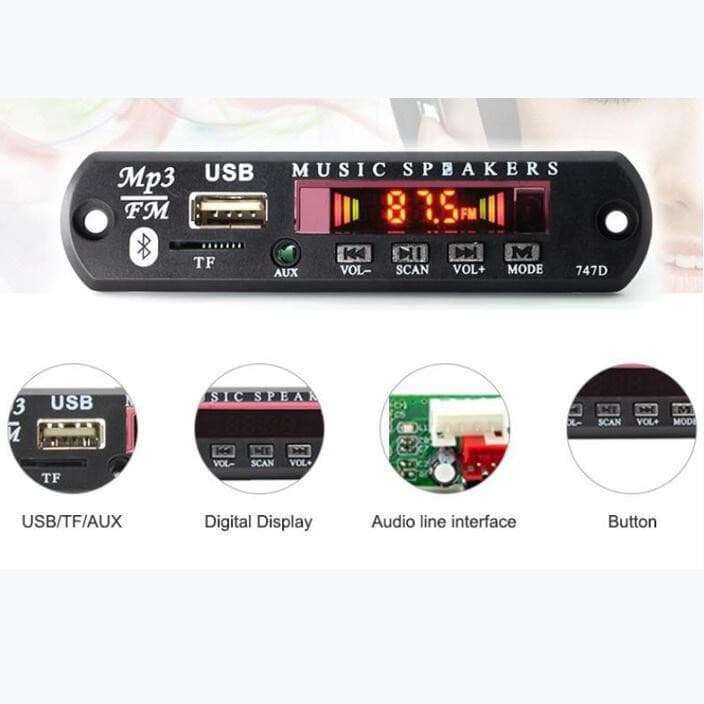 Cross-border Hot Selling MP3 Decoder Board Car Audio Decoder with Radio FM Remote 747D Card Reader