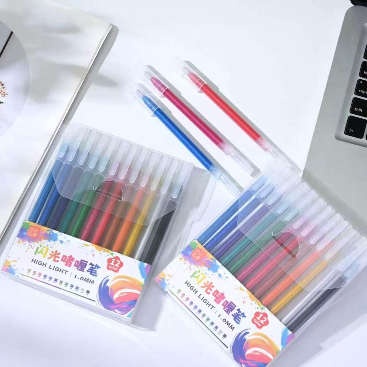 Manufacturer wholesale glitter gel pen highlighter pen children's handbook marker pen student outline pen graduation season handbook