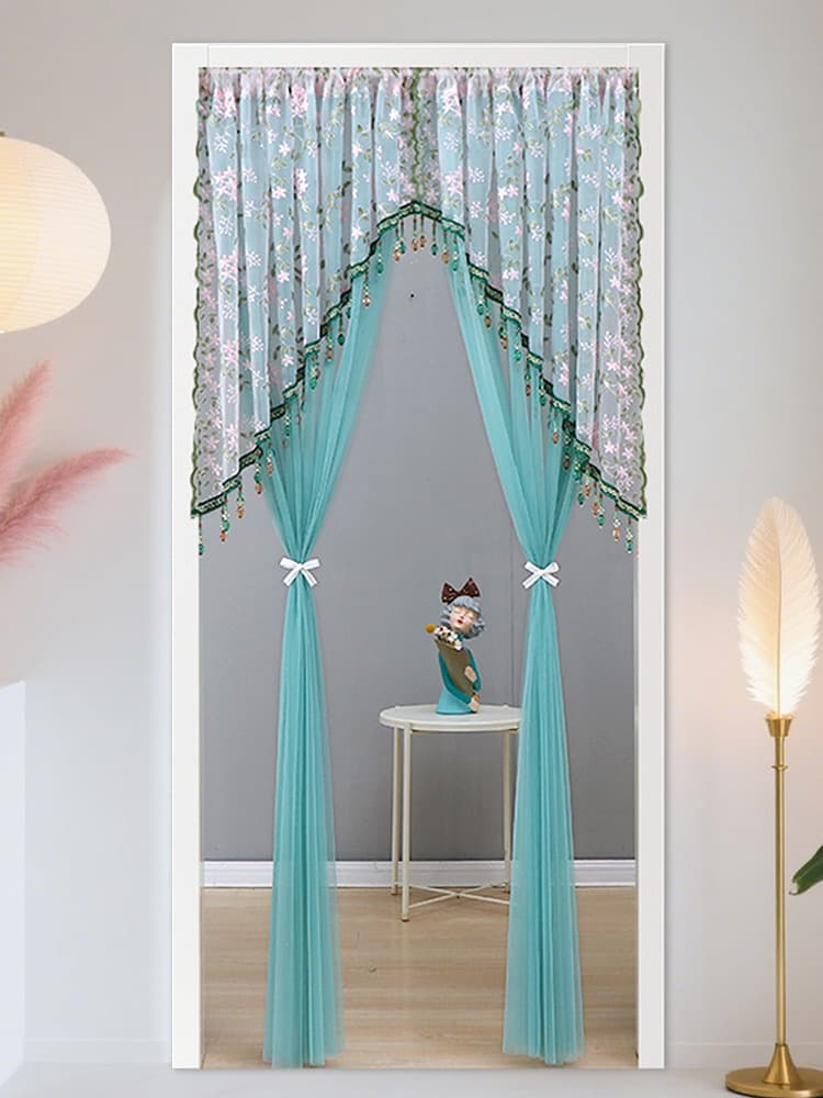 French pastoral four-season curtain door curtain half curtain bedroom mosquito-proof decorative curtain kitchen curved curtain hanging curtain C&