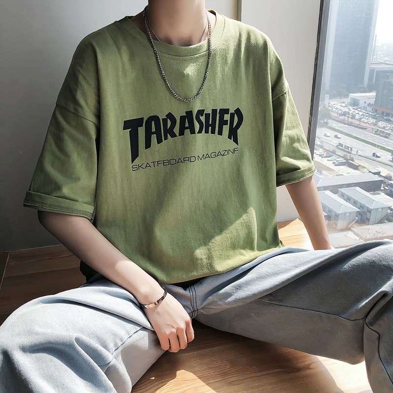 Short Sleeve T-Shirt for Men 2025 Trendy Brand Korean Style Hong Kong Style Ins Fashion Men's Half Sleeve Loose Round Neck Top