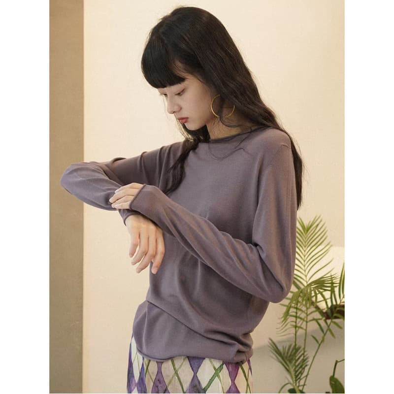 Early Spring New Arrival Three-Color Spanish Minimalist Basic Top Women's Wool Knit Sweater