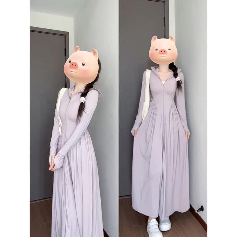 Long Full-Body Cinched Waist Sun Protection Jacket for Women Summer 2026 New Lightweight Slim Fit UV-Protective Ice Silk Sunscreen Coat