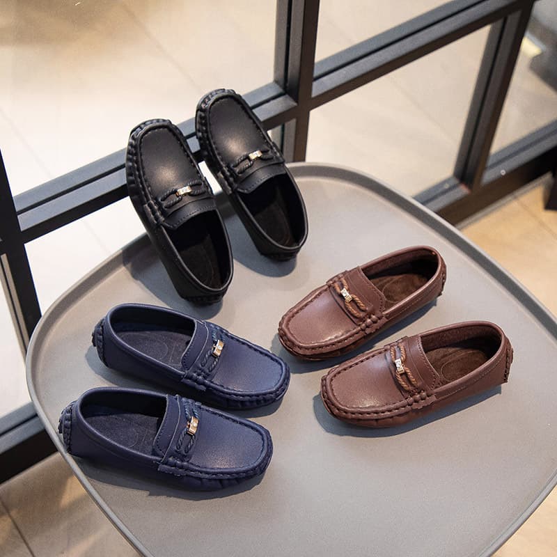 2024 New Children's Loafers, Small Leather Shoes Boys' and Girls' Fashion Pumps Knit Upper Breathable Lightweight Loafers