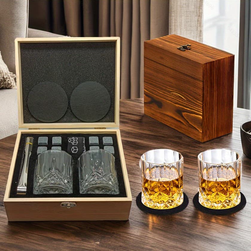 Whiskey Ice Stones Wooden Box Set New Products Cross-border Drinking Utensils Office Culture Gifts