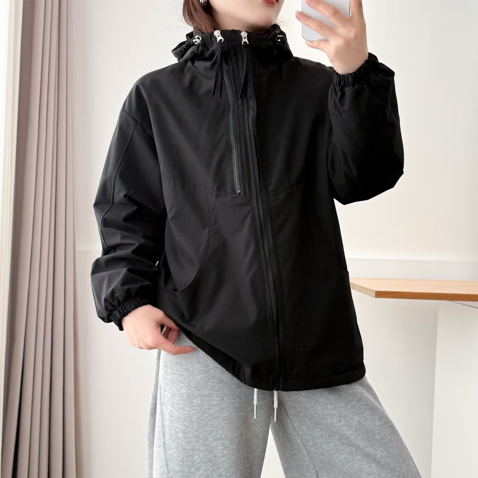 Plus-size women's autumn/winter warm quilted hooded windbreaker, size 200 lbs, casual cotton-padded jacket, style 8641