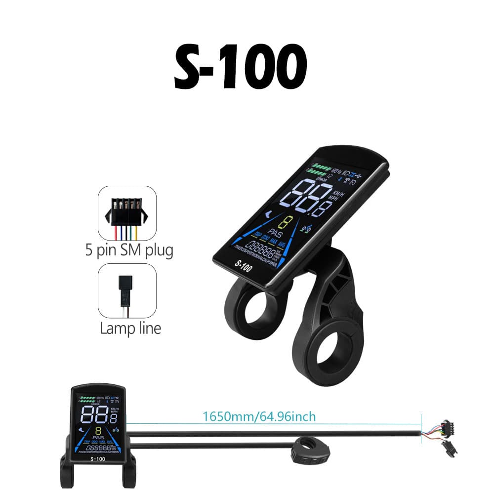 Bicycle Mountain Bike Lithium Power-Assist Modification Accessories S-100 Color Vertical Screen LCD Display SM Connector