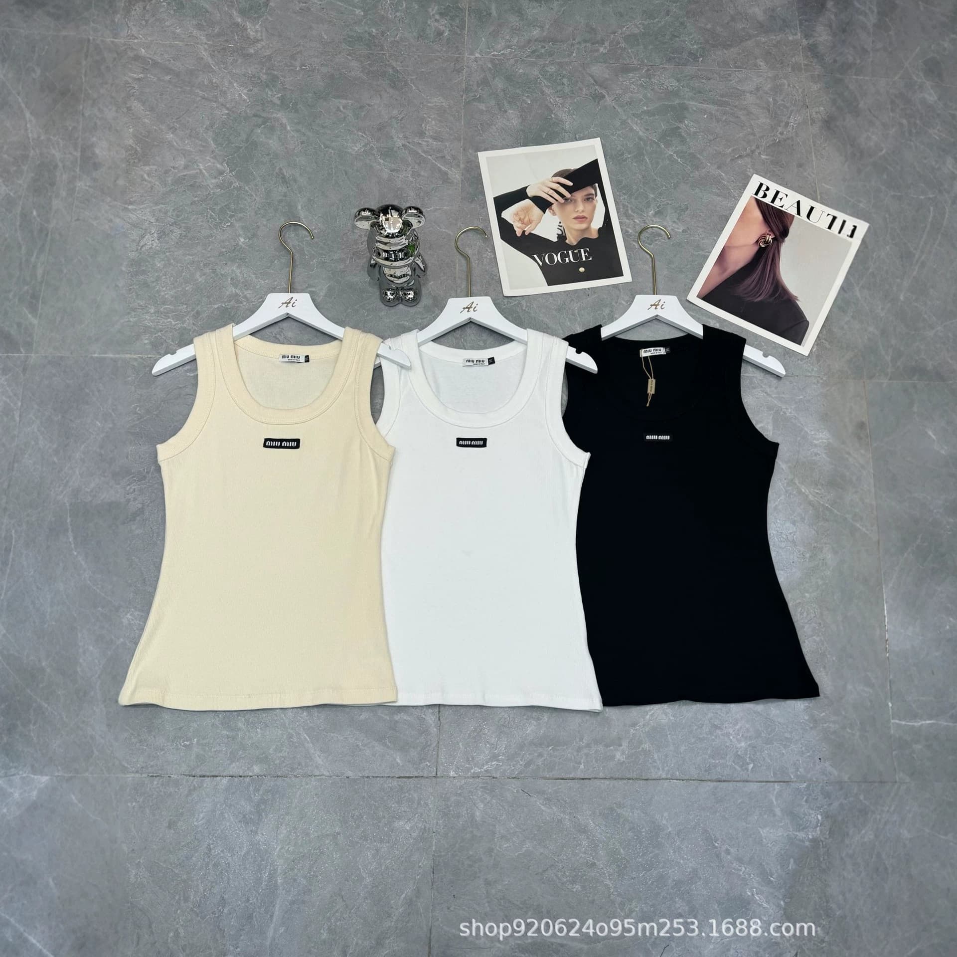 mm26 Spring and Summer New Style Small Label Letter Simple Sleeveless Vest