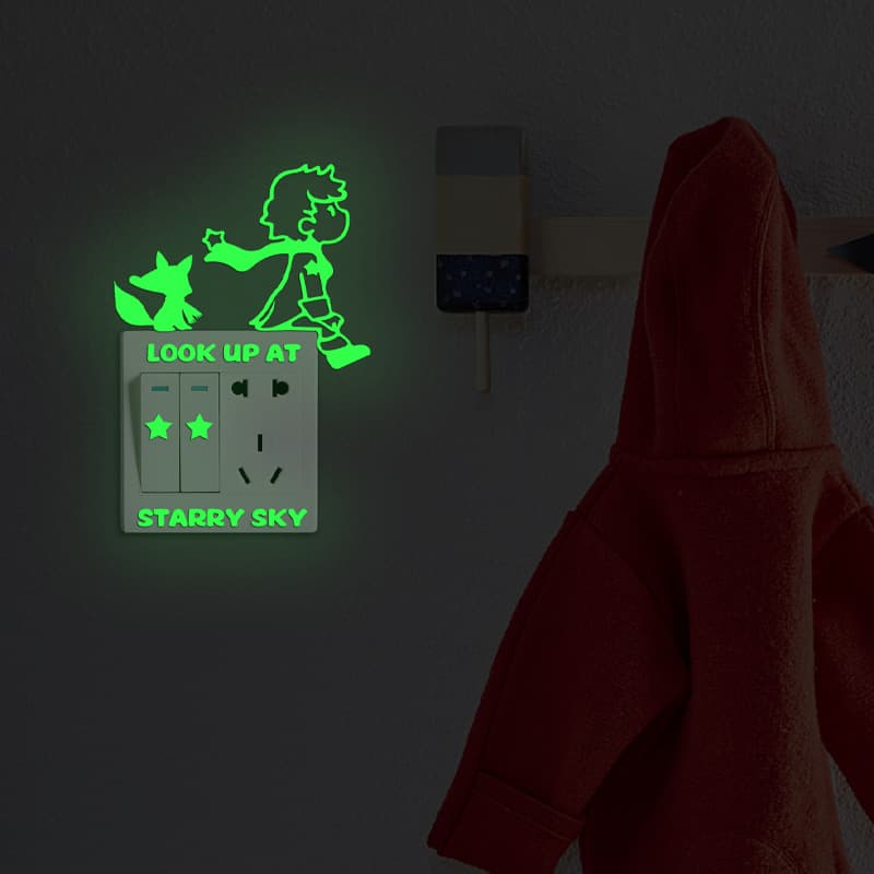 Cross-border hot-selling glow-in-the-dark fluorescent Little Prince fox wall sticker, switch decoration sticker wholesale, PVC removable
