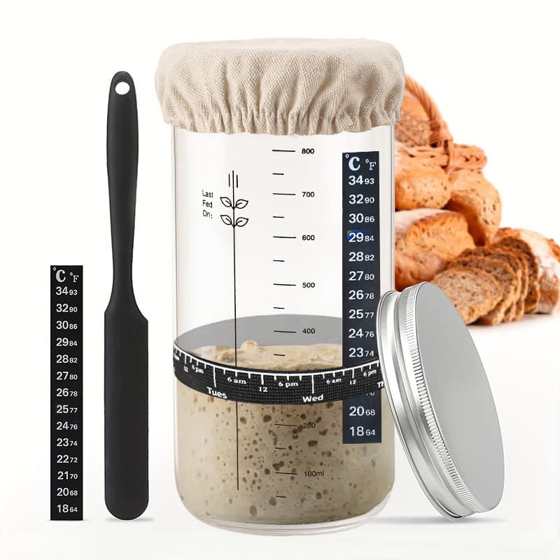 Thickened Pure Cotton Fermentation Cloth Cover for Glass Jar, Reusable Fabric Lid Dust Cover, Thermochromic Temperature Sticker, Elastic Band