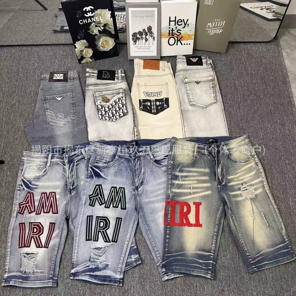 Men's Trendy Ripped Patch Jeans, High-End Fashion Embroidered Light Luxury Stretch Shorts, Loose Fit