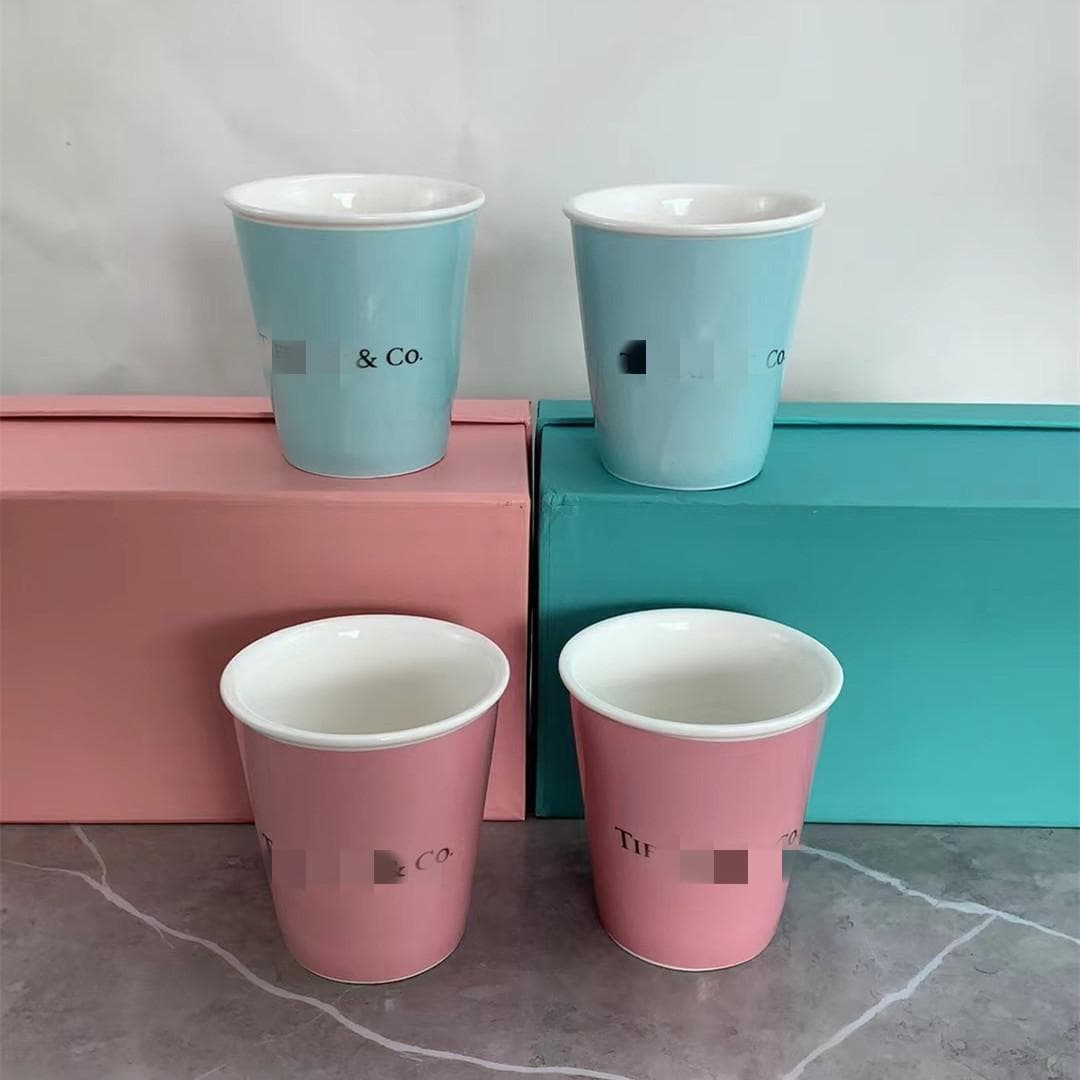 T Brand Classic Blue Bone China Cup Ceramic Cup Water Cup Hand-held Pair Cup Mug Drinking Cup Gift Box Set