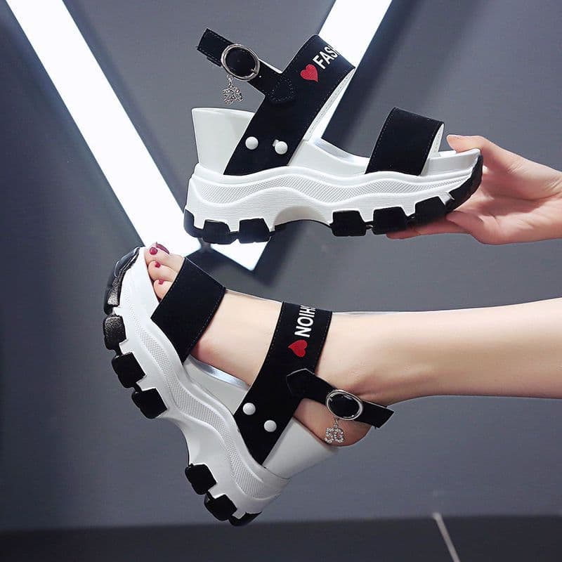 European Women's Sandals 2025 Summer New Style Inner Height Thick Sole Sports Sandals Wedge Heel Versatile Casual Roman Sandals