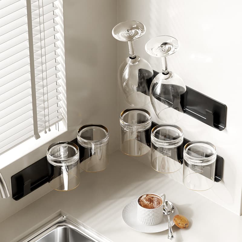 Wine glass rack kitchen wall punch-free goblet storage rack upside down drain beer glass mug placement rack