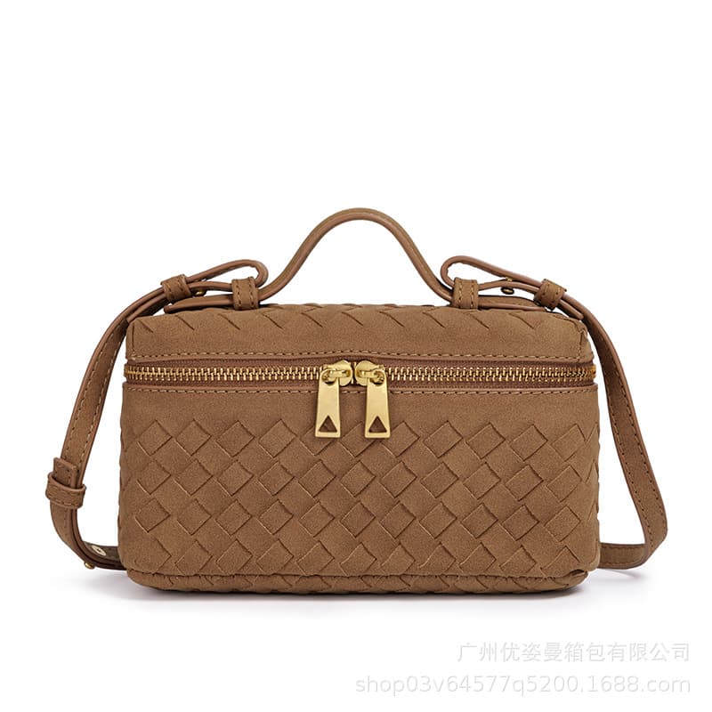 Amazon B's pure hand-woven box bag double pull lightweight hand shoulder bag versatile crossbody women's bag