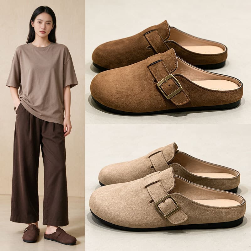 Birkenstock shoes French retro Baotou half slippers women's outer wear lazy shoes 2026 spring and autumn new flat Birkenstock shoes