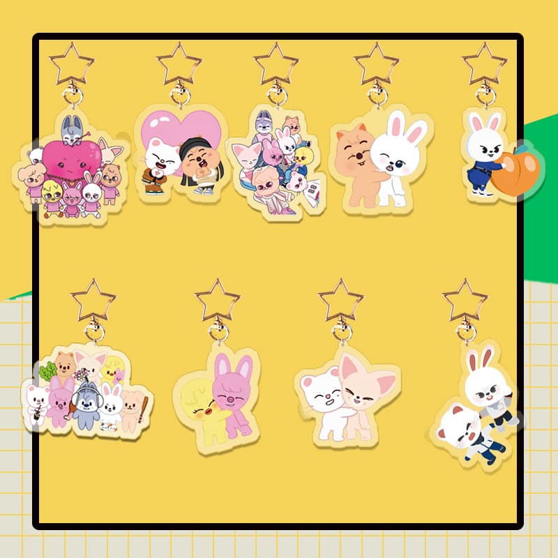 Stray Kids Cartoon Style Acrylic Double-Sided Keychain Pendant Accessory