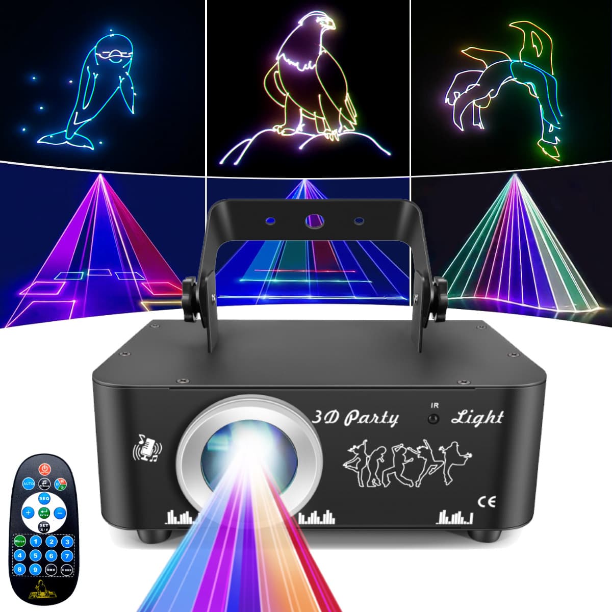 New 3D full-color animated laser light stage laser beam cartoon projection KTV bar club party ambient light