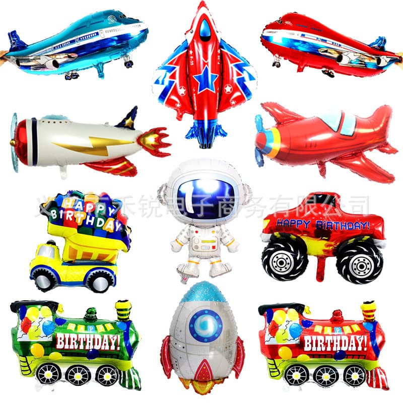 Bulk Large Fire Truck Train Vehicle Car Airplane Foil Helium Balloons Birthday Party Decorations for Kids