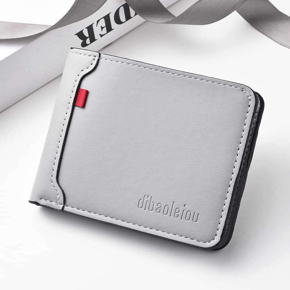 Wallet Men's Short Leather Wallet Fashion Driver's License Card Holder Dollar Clip Multi-Card Slot Horizontal Wallet Men's Coin Purse