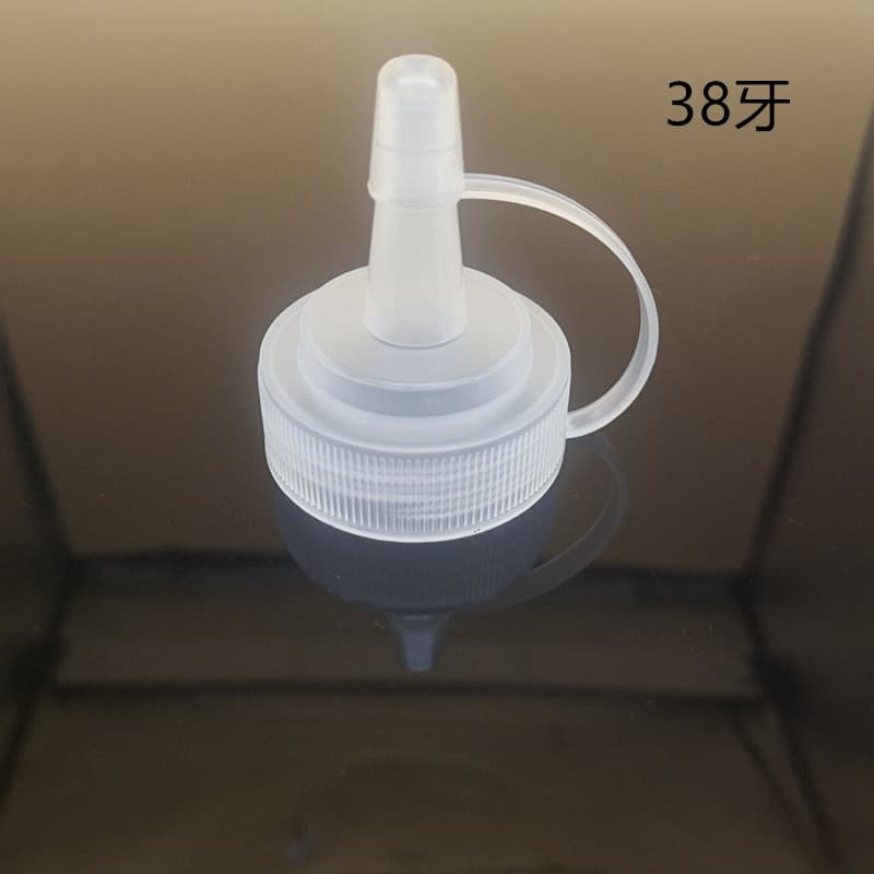 Transparent 38-Tooth Hooded Pointed Mouth Plastic Lid Squeeze Sauce Bottle, PE Large Aperture Squeeze Small Lid Special Price