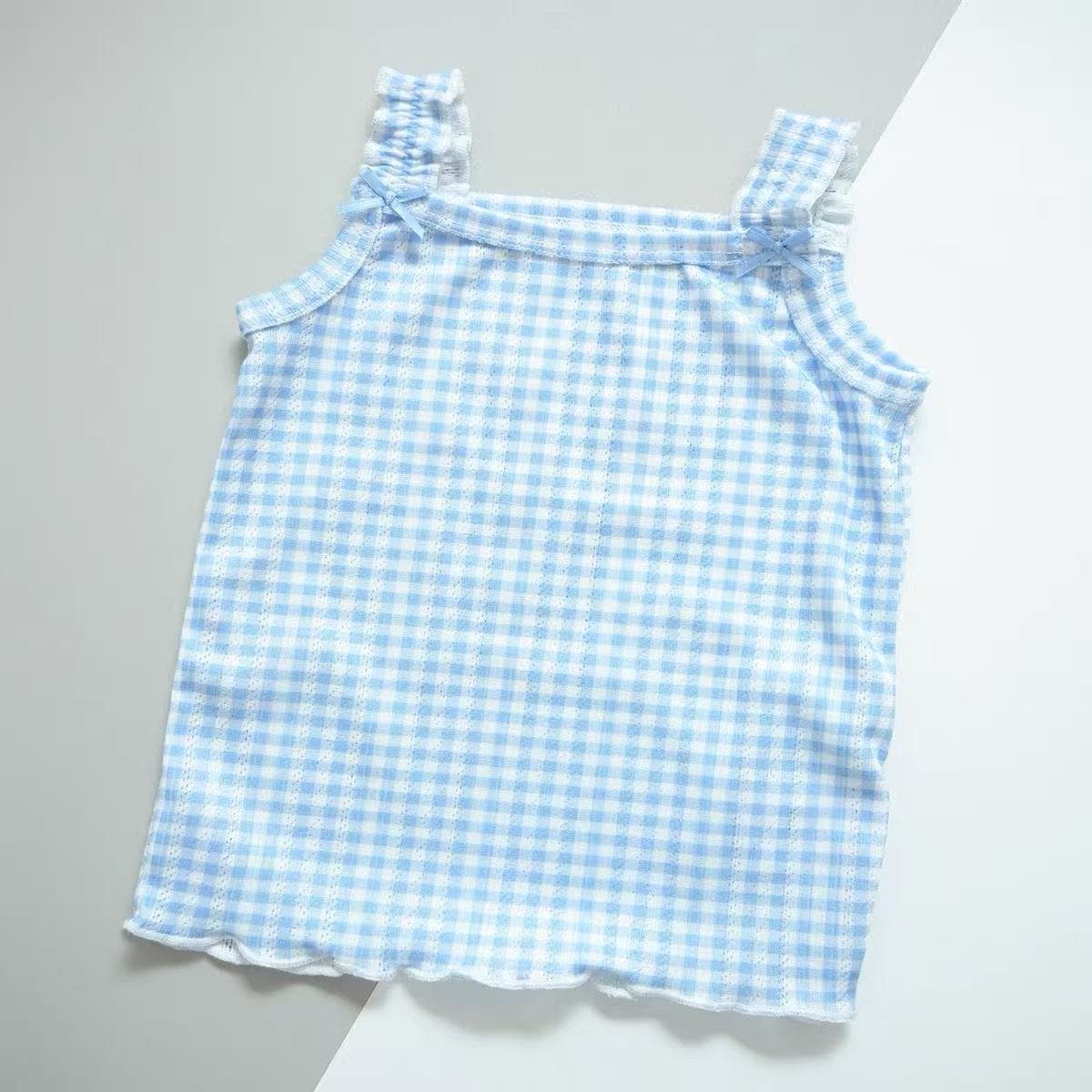 Girls' fungus sling summer baby cotton top girl baby bow vest children's sleeveless bottoming shirt