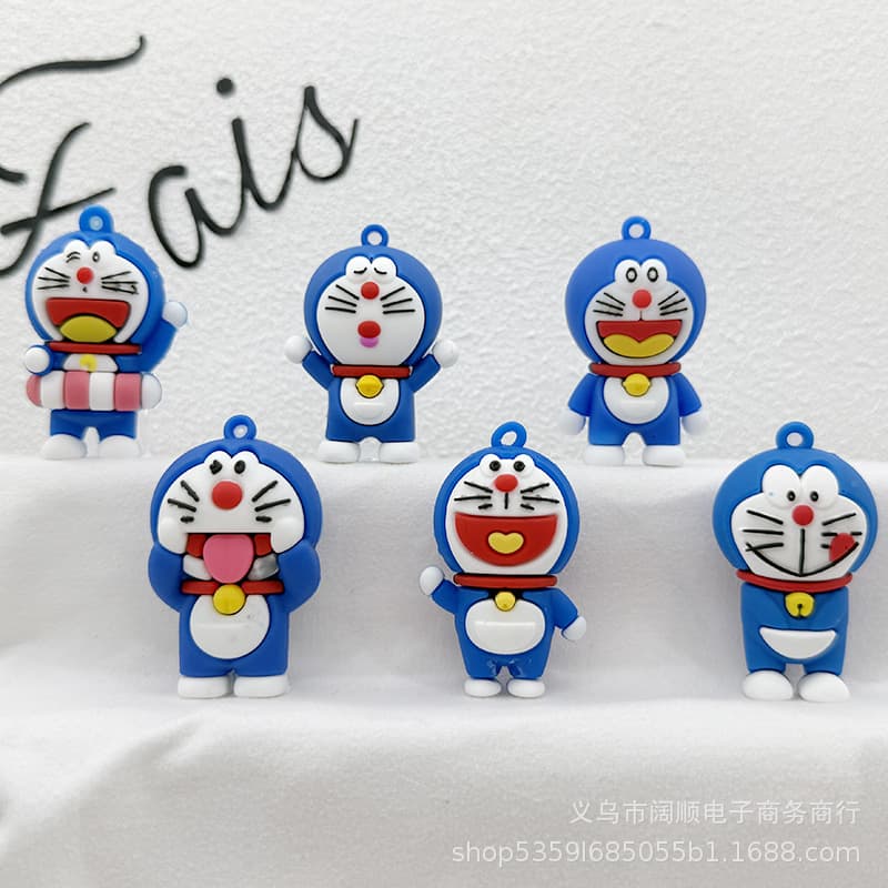 Doraemon Keychain Plush Pendant Jingle Cat Keychain Small Pendant Blue Chubby Keychain Clog Shoe Accessory