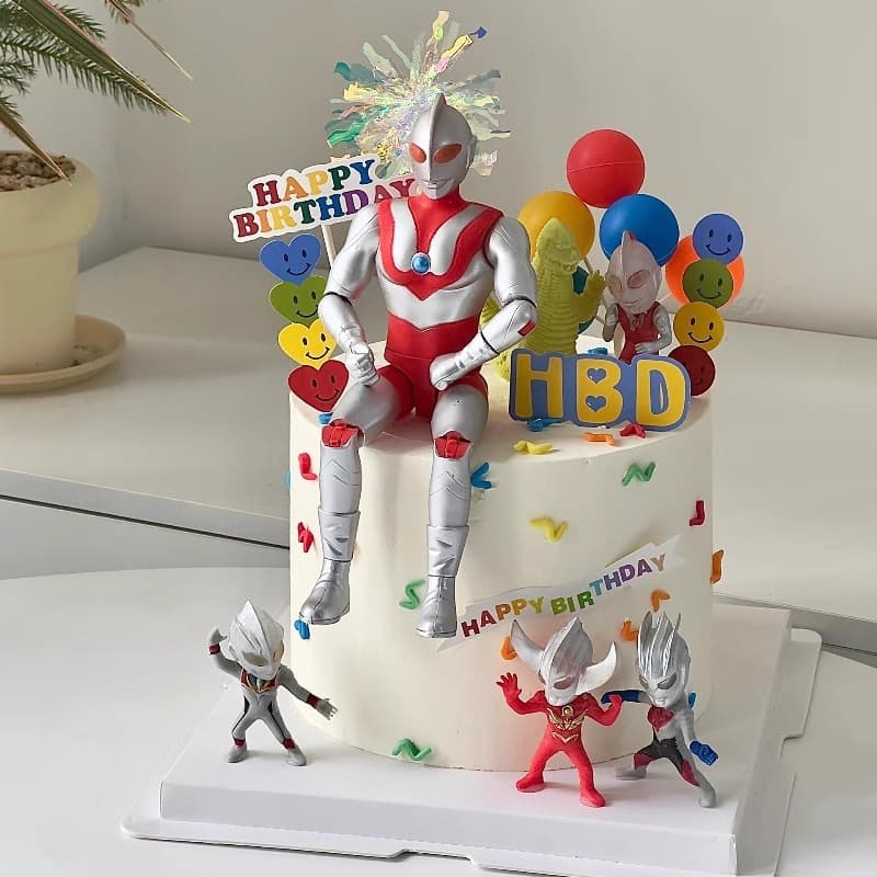 Internet celebrity children's cake decoration cartoon superman ornaments boy child birthday party baking dress up plug-in accessories