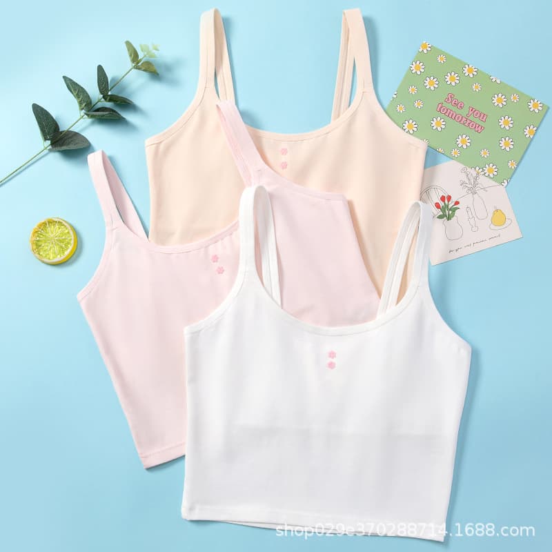 Girls' Underwear: Developmental Stage, Middle School Underwear, Pure Cotton Camisole for Children, Small Tank Top
